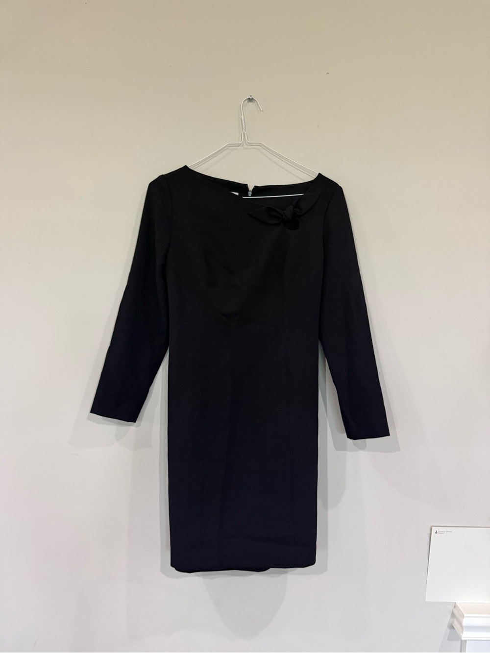 Anne Klein Black Boatneck Sheath Dress with Bow Detail
